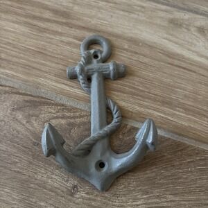 CAST IRON Ship ANCHOR  TOWEL HOOK Beach Nautical Decor Wall Mount